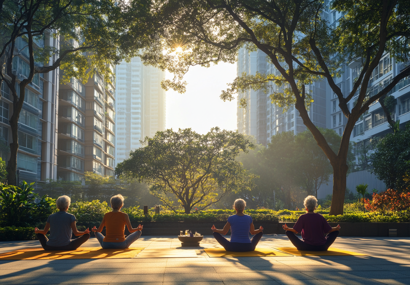 Групове заняття йогою для людей старшого віку